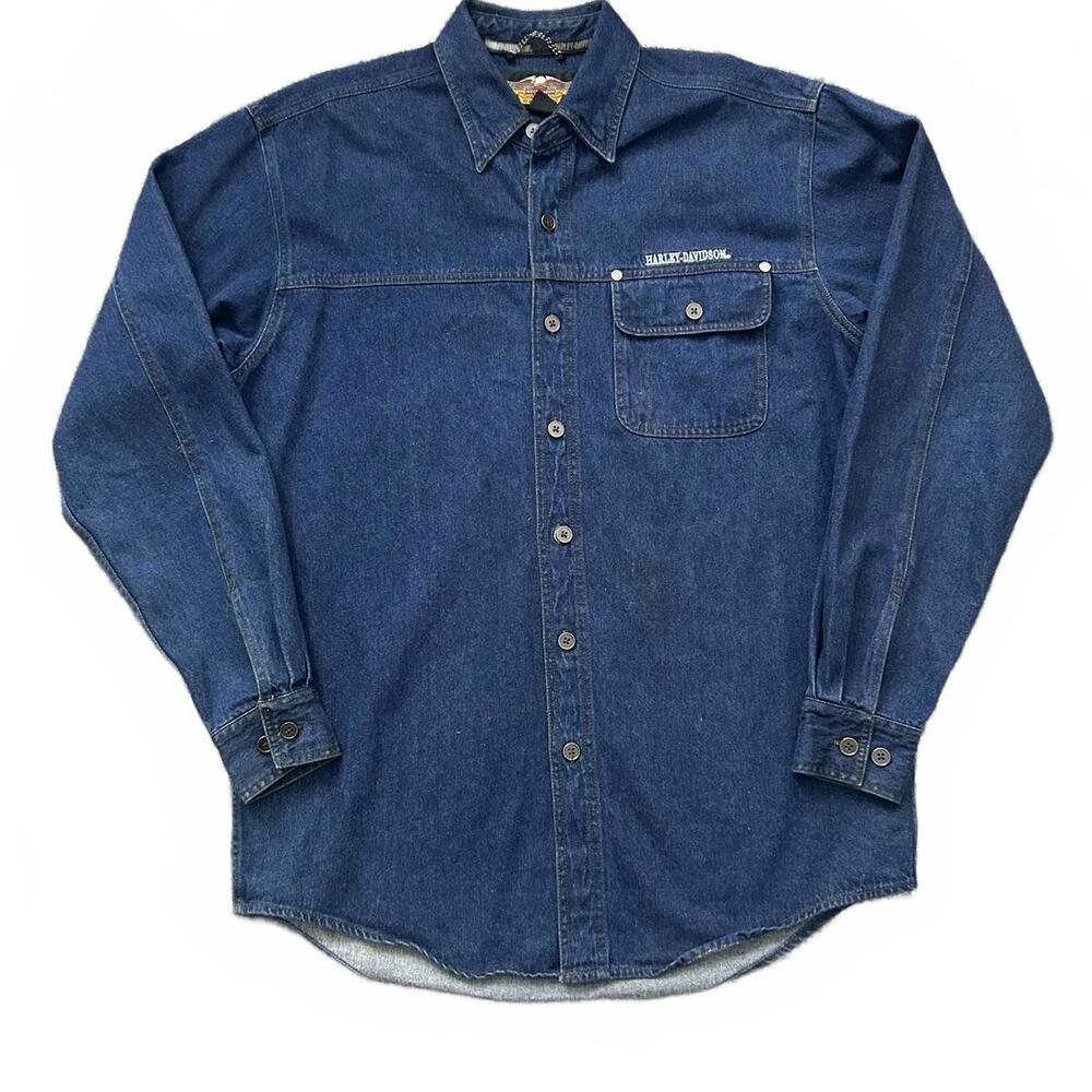 Vintage Harley-Davidson Denim Button-Up Shirt